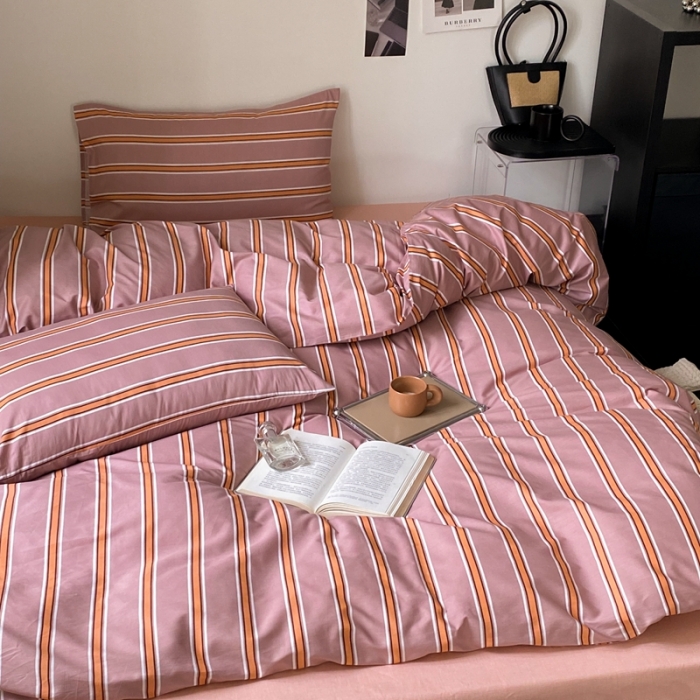 91家纺网 家纺一手货源 找家纺 昔可 2022新款全棉四件套新款影棚图 棕粉条