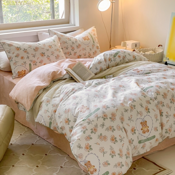 91家纺网 家纺一手货源 找家纺 昔可家纺2022新款嵌绳全棉套件组图一 彼得熊