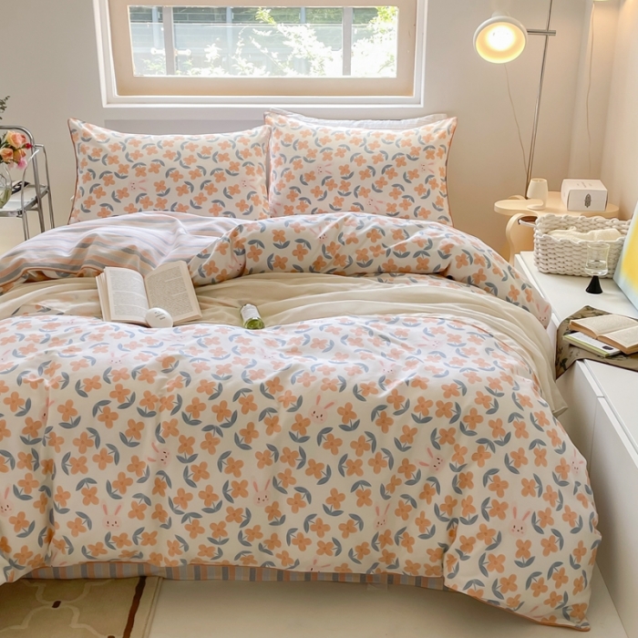 91家纺网 家纺一手货源 找家纺 昔可家纺2022新款嵌绳全棉套件组图一 花园慢时光