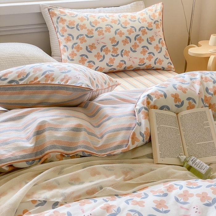 91家纺网 家纺一手货源 找家纺 昔可家纺2022新款嵌绳全棉套件组图一 花园慢时光