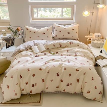 昔可家纺2022新款嵌绳全棉套件组图一 萌心熊仔