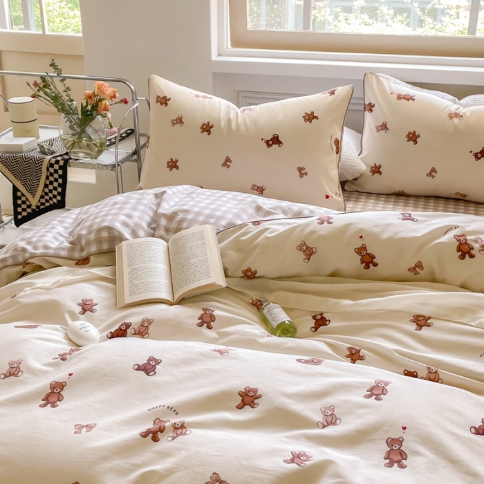 91家纺网 家纺一手货源 找家纺 昔可家纺2022新款嵌绳全棉套件组图一 萌心熊仔