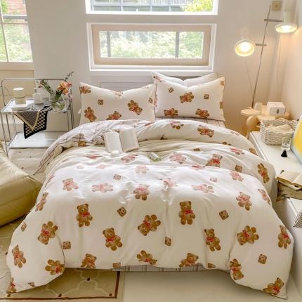 昔可家纺2022新款嵌绳全棉套件组图一 熊熊饼干