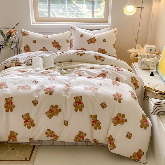 91家纺网 家纺一手货源 找家纺 昔可家纺2022新款嵌绳全棉套件组图一 熊熊饼干