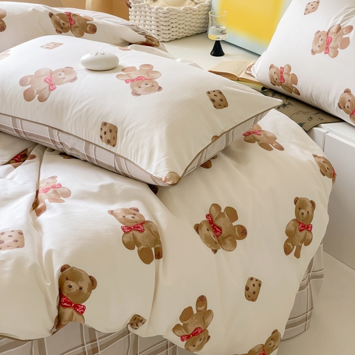 91家纺网 家纺一手货源 找家纺 昔可家纺2022新款嵌绳全棉套件组图一 熊熊饼干