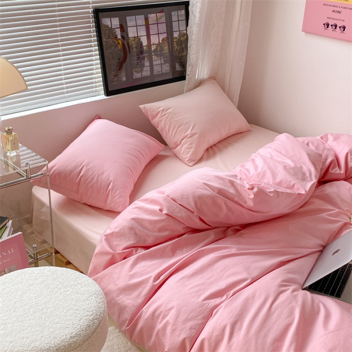 91家纺网 家纺一手货源 找家纺 昔可 2022新款40支13372全棉水洗棉混搭四件套 乖乖粉拼接