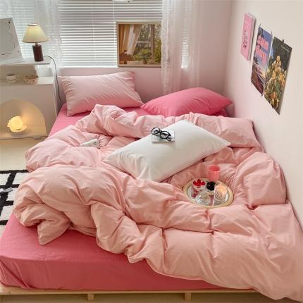 昔可 2022新款40支13372全棉水洗棉混搭四件套 洛洛粉拼梅子