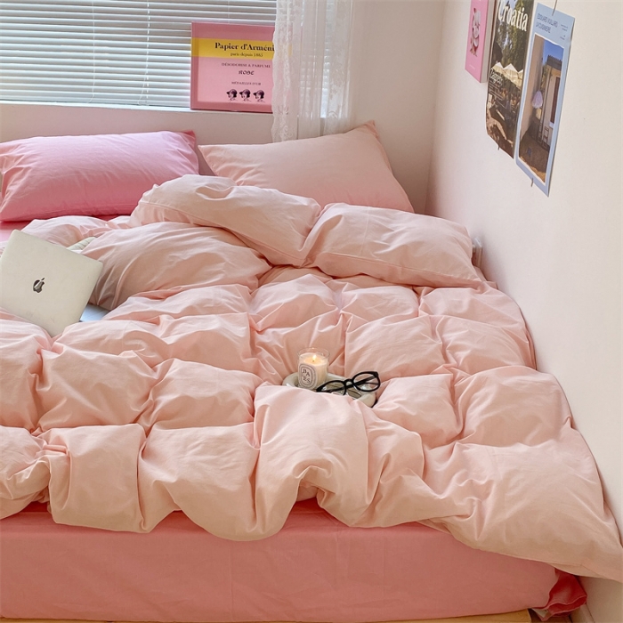 91家纺网 家纺一手货源 找家纺 昔可 2022新款40支13372全棉水洗棉混搭四件套 缪斯粉