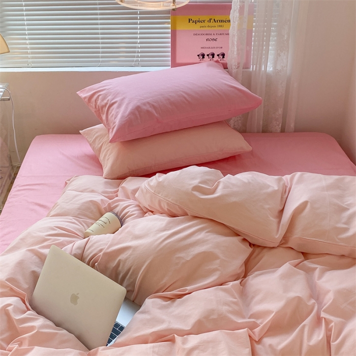 91家纺网 家纺一手货源 找家纺 昔可 2022新款40支13372全棉水洗棉混搭四件套 缪斯粉