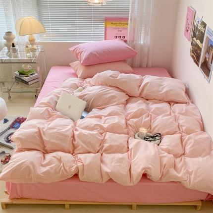 昔可 2022新款40支13372全棉水洗棉混搭四件套 缪斯粉