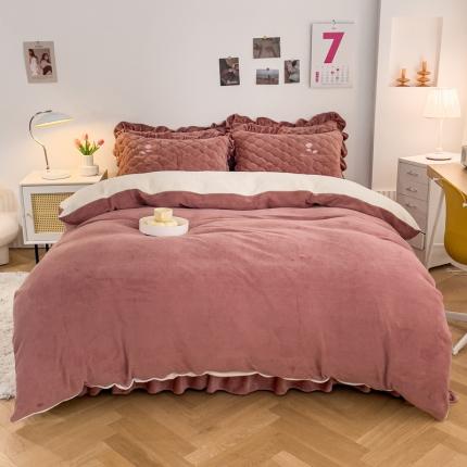 91家纺网 家纺一手货源 找家纺 （总）爱妮玖玖 2025新款牛奶绒纯色床盖四件套