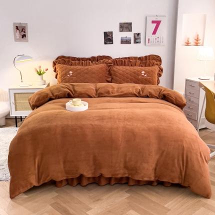 91家纺网 家纺一手货源 找家纺 （总）爱妮玖玖 2025新款牛奶绒纯色床盖四件套