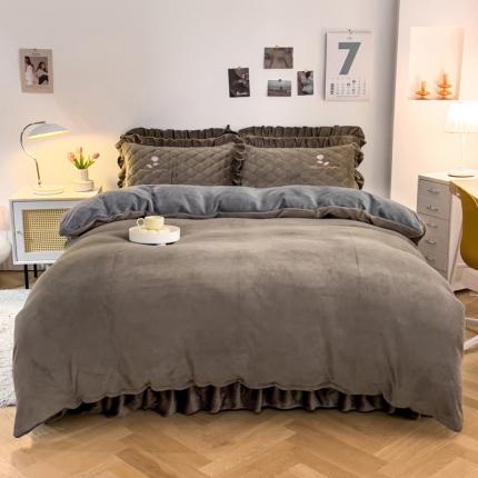 91家纺网 家纺一手货源 找家纺 （总）爱妮玖玖 2025新款牛奶绒纯色床盖四件套