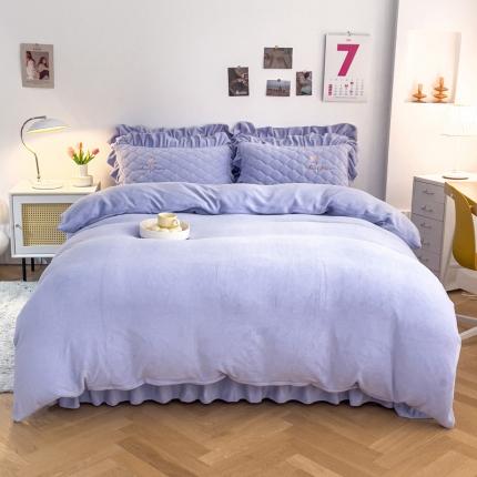 91家纺网 家纺一手货源 找家纺 （总）爱妮玖玖 2025新款牛奶绒纯色床盖四件套