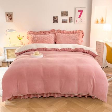 91家纺网 家纺一手货源 找家纺 （总）爱妮玖玖 2025新款牛奶绒纯色床盖四件套