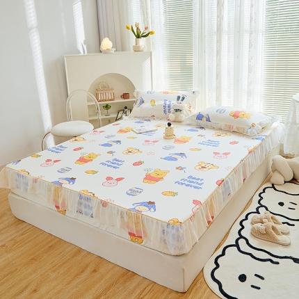 91家纺网 家纺一手货源 找家纺 金丝鸟 2022新款全棉花边床笠 维尼伙伴