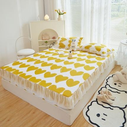 91家纺网 家纺一手货源 找家纺 金丝鸟 2022新款全棉花边床笠 心语