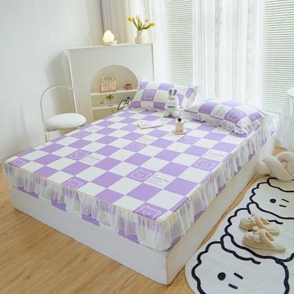 91家纺网 家纺一手货源 找家纺 金丝鸟 2022新款全棉花边床笠 周末熊