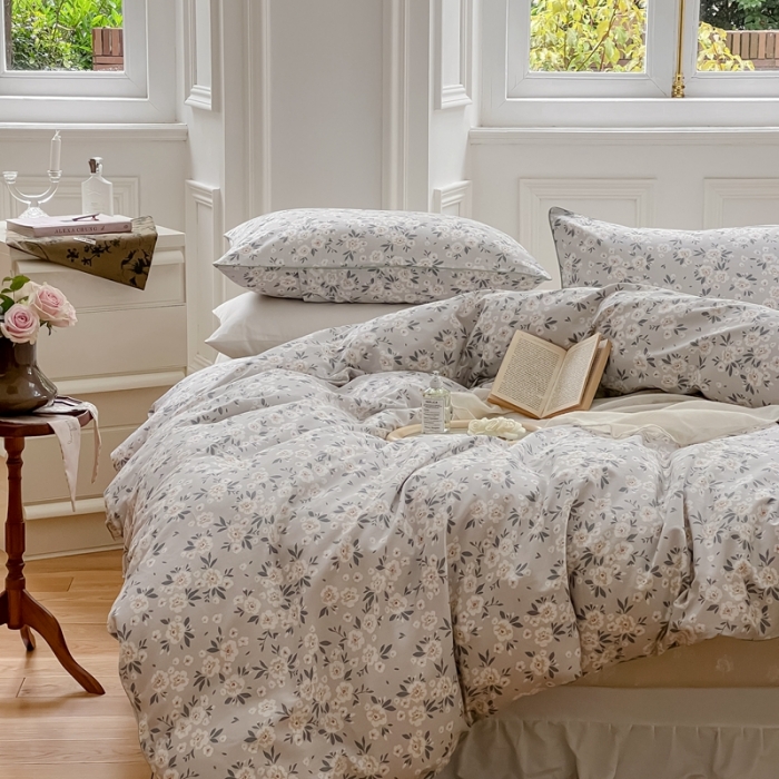 91家纺网 家纺一手货源 找家纺 昔可家纺2022新款嵌绳全棉四件套套件组图一 浮生