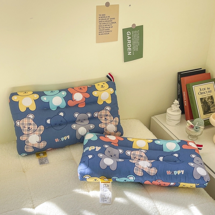 91家纺网 家纺一手货源 找家纺 宝晶枕芯 2022新款全棉儿童枕头可水洗儿童枕 HAPPY熊