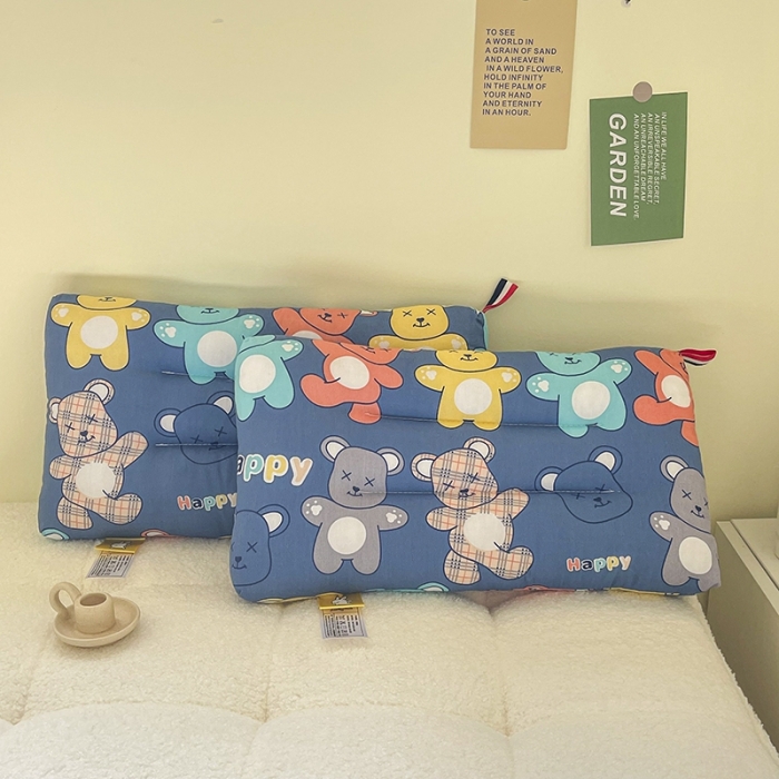 91家纺网 家纺一手货源 找家纺 宝晶枕芯 2022新款全棉儿童枕头可水洗儿童枕 HAPPY熊