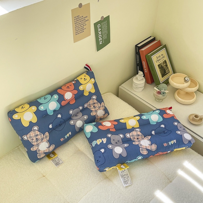 91家纺网 家纺一手货源 找家纺 宝晶枕芯 2022新款全棉儿童枕头可水洗儿童枕 HAPPY熊