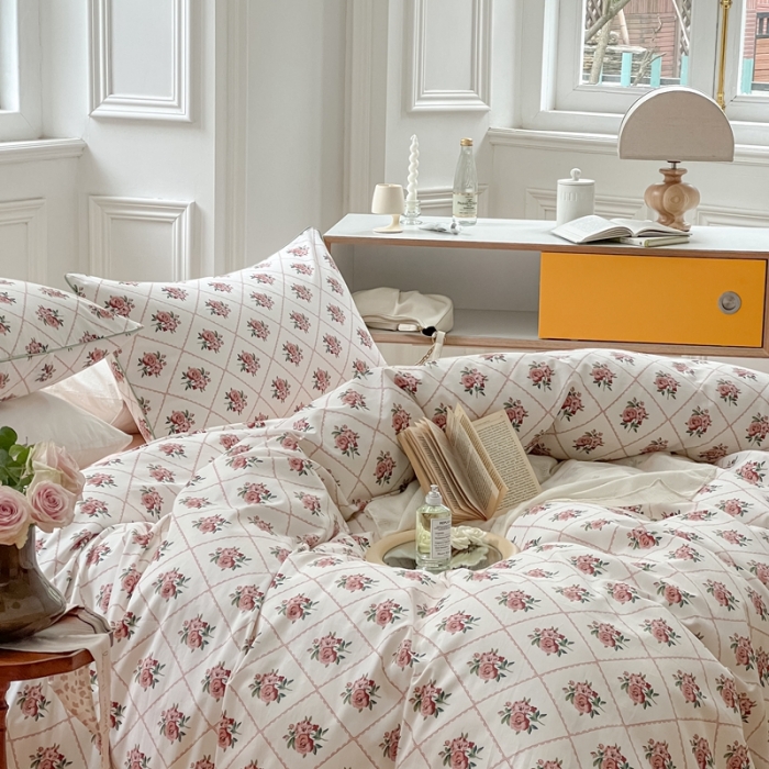 91家纺网 家纺一手货源 找家纺 昔可家纺2022新款嵌绳全棉四件套套件组图一 南法假日