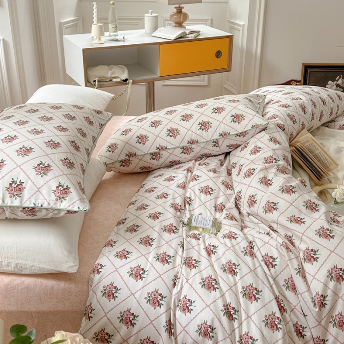 91家纺网 家纺一手货源 找家纺 昔可家纺2022新款嵌绳全棉四件套套件组图一 南法假日