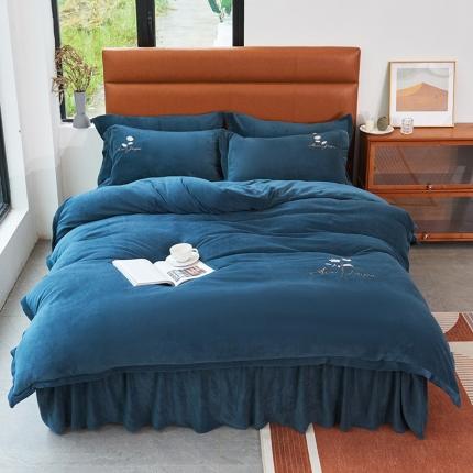 91家纺网 家纺一手货源 找家纺 （总）2025新款牛奶绒纯色双拼四件套床单/床裙/床罩款（自然拍摄）