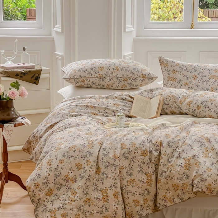 91家纺网 家纺一手货源 找家纺 昔可家纺2022新款嵌绳全棉四件套套件组图一 夏日的梦