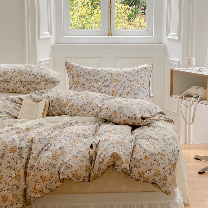 91家纺网 家纺一手货源 找家纺 昔可家纺2022新款嵌绳全棉四件套套件组图一 夏日的梦