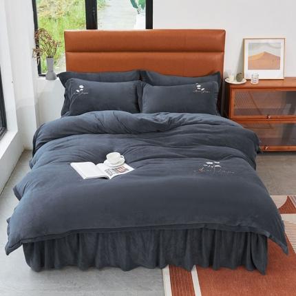91家纺网 家纺一手货源 找家纺 （总）2025新款牛奶绒纯色双拼四件套床单/床裙/床罩款（自然拍摄）