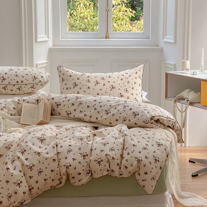 91家纺网 家纺一手货源 找家纺 昔可家纺2022新款嵌绳全棉四件套套件组图一 伊娜