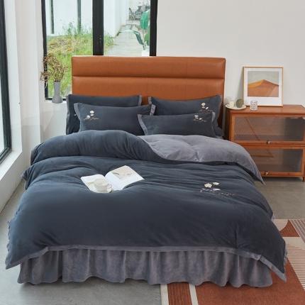 91家纺网 家纺一手货源 找家纺 （总）2025新款牛奶绒纯色双拼四件套床单/床裙/床罩款（自然拍摄）