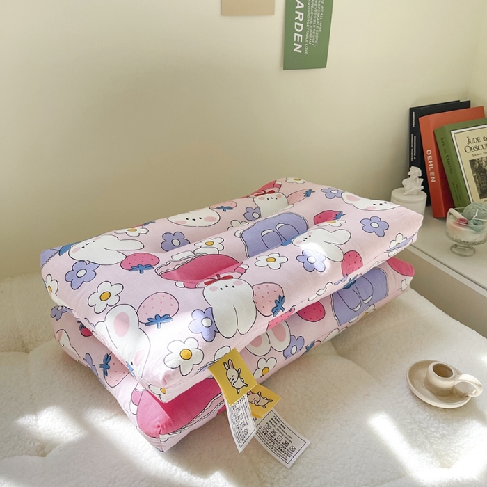 91家纺网 家纺一手货源 找家纺 宝晶枕芯 2022新款全棉儿童枕头可水洗儿童枕 草莓兔