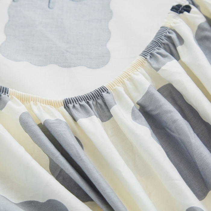 91家纺网 家纺一手货源 找家纺 金丝鸟 2022新款全棉花边床笠 宝宝熊 灰