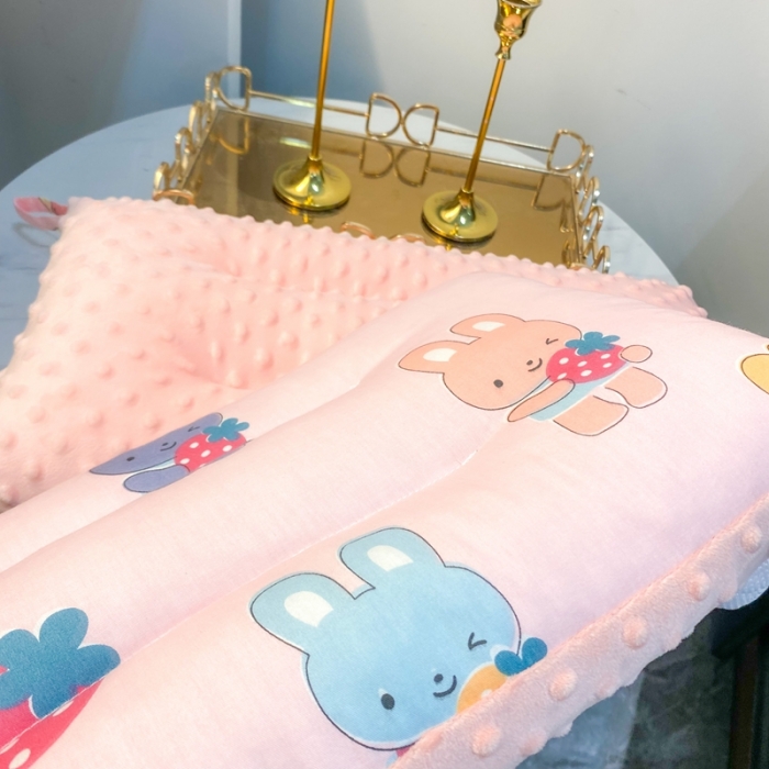 91家纺网 家纺一手货源 找家纺 宝晶枕芯 2022新款全棉儿童枕头可水洗儿童枕 粉兔兔