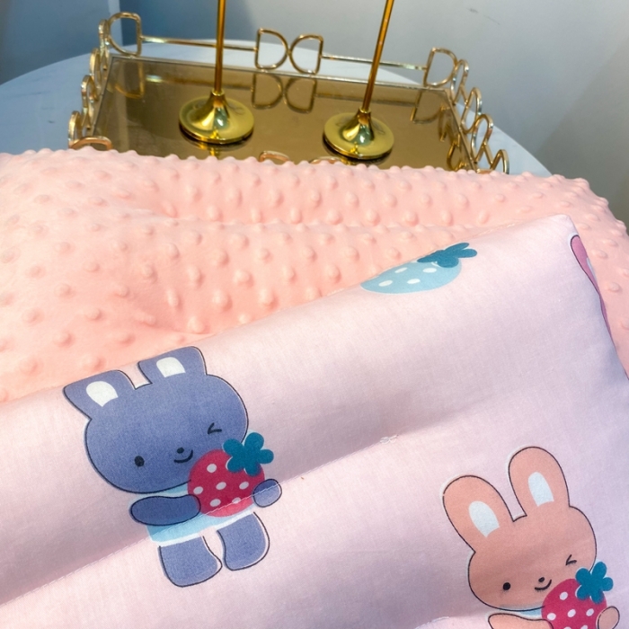 91家纺网 家纺一手货源 找家纺 宝晶枕芯 2022新款全棉儿童枕头可水洗儿童枕 粉兔兔