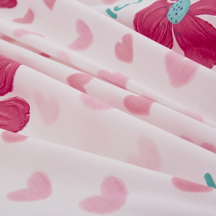 91家纺网 家纺一手货源 找家纺 金丝鸟 2022新款全棉花边床笠 粉色花朵