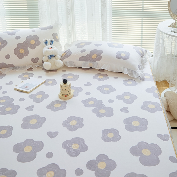 91家纺网 家纺一手货源 找家纺 金丝鸟 2022新款全棉花边床笠 花蕊