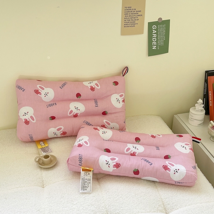 91家纺网 家纺一手货源 找家纺 宝晶枕芯 2022新款全棉儿童枕头可水洗儿童枕 小白兔