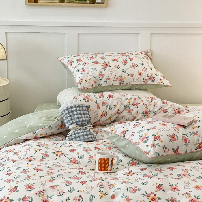 91家纺网 家纺一手货源 找家纺 昔可2022新款嵌绳全棉四件套组图二 爱丽丝兔