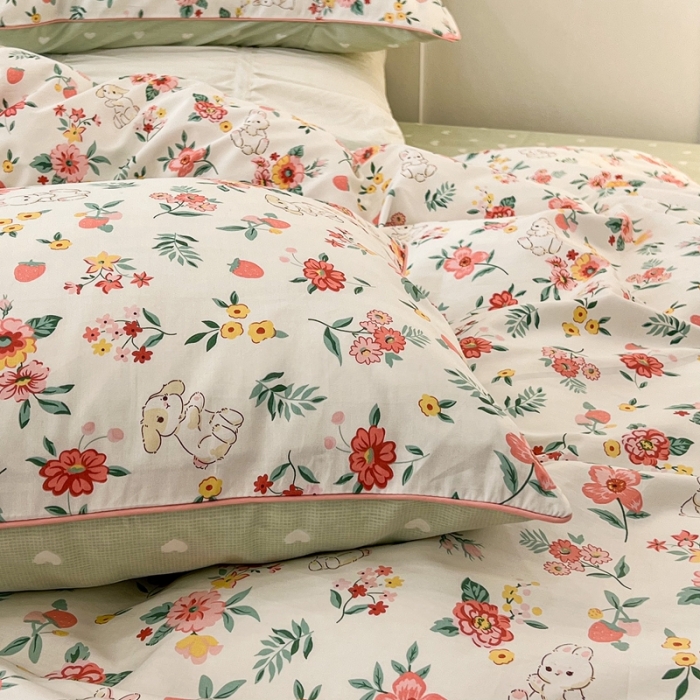 91家纺网 家纺一手货源 找家纺 昔可2022新款嵌绳全棉四件套组图二 爱丽丝兔