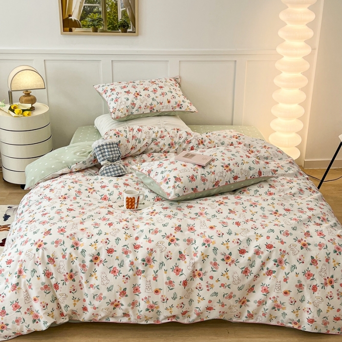 91家纺网 家纺一手货源 找家纺 昔可2022新款嵌绳全棉四件套组图二 爱丽丝兔