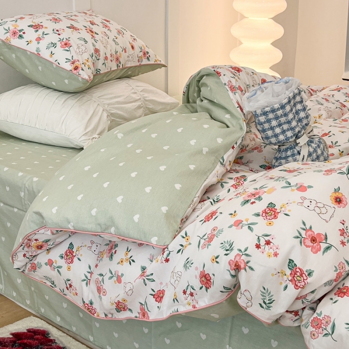 91家纺网 家纺一手货源 找家纺 昔可2022新款嵌绳全棉四件套组图二 爱丽丝兔