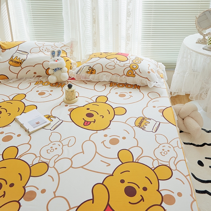 91家纺网 家纺一手货源 找家纺 金丝鸟 2022新款全棉花边床笠 蜜糖维尼