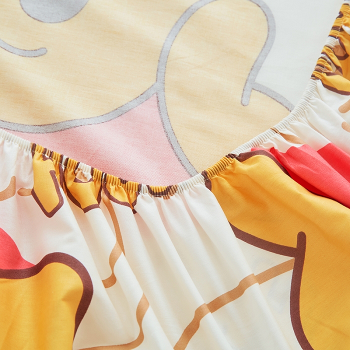 91家纺网 家纺一手货源 找家纺 金丝鸟 2022新款全棉花边床笠 蜜糖维尼