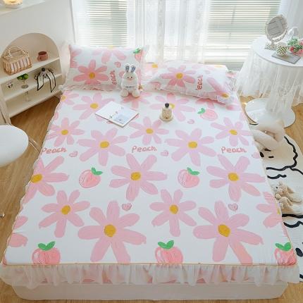 金丝鸟 2022新款全棉花边床笠 甜蜜peach
