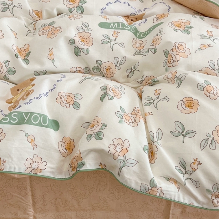 91家纺网 家纺一手货源 找家纺 昔可2022新款嵌绳全棉四件套组图二 彼得熊