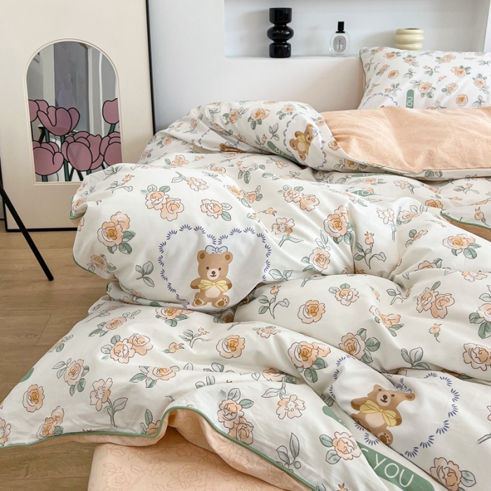 91家纺网 家纺一手货源 找家纺 昔可2022新款嵌绳全棉四件套组图二 彼得熊